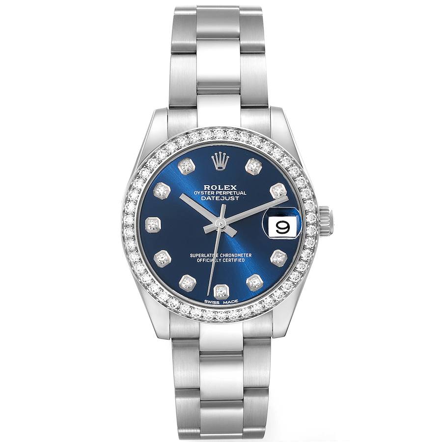 Rolex Datejust Midsize 31 Steel White Gold Diamond Ladies Watch 178384
