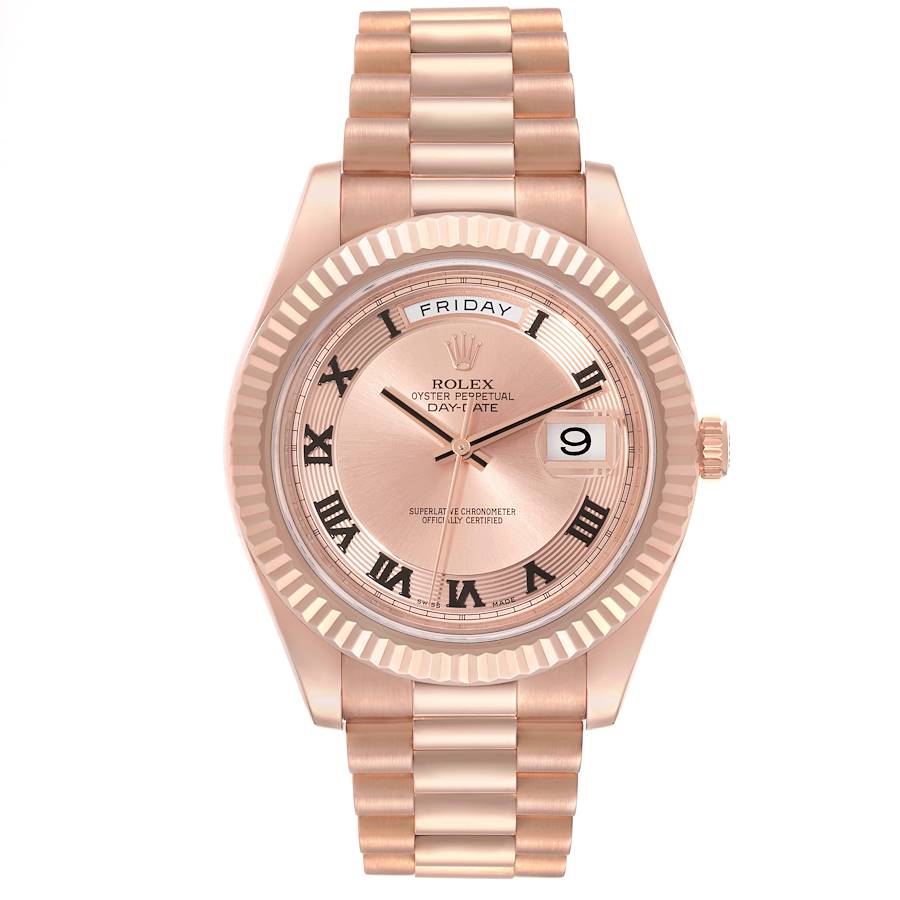 Rolex Day-Date II Everose Concentric Roman Dial Rose Gold Watch 218235