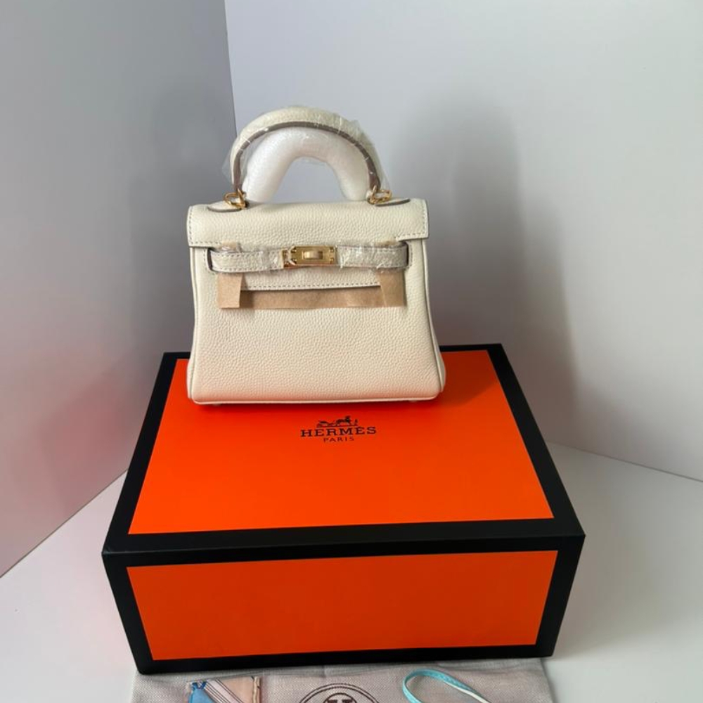 Hermes Mini Kelly Bag Epsom White Gold Hardware 20Cm
