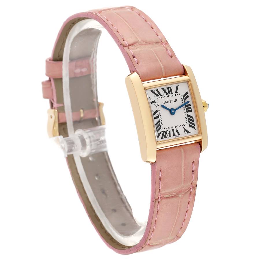 Cartier Tank Francaise Yellow Gold Pink Strap Ladies Watch W5000256