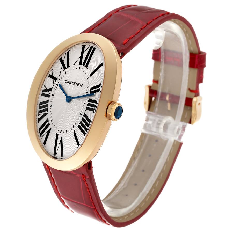 Cartier Baignoire Large 18k Yellow Gold Silver Dial Ladies Watch W8000013