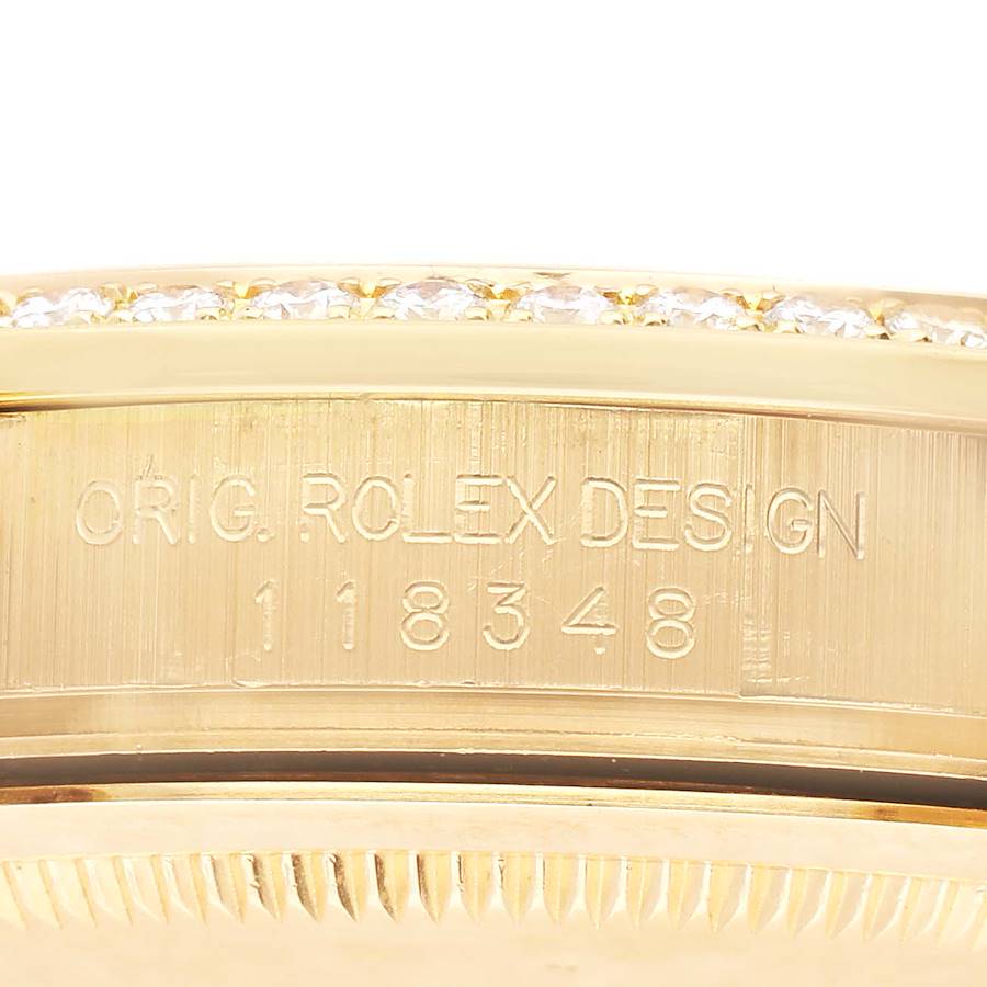 Rolex President Day Date Yellow Gold Diamond Mens Watch 118348