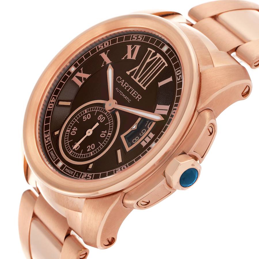 Cartier Calibre Rose Gold Brown Dial Automatic Mens Watch W7100040