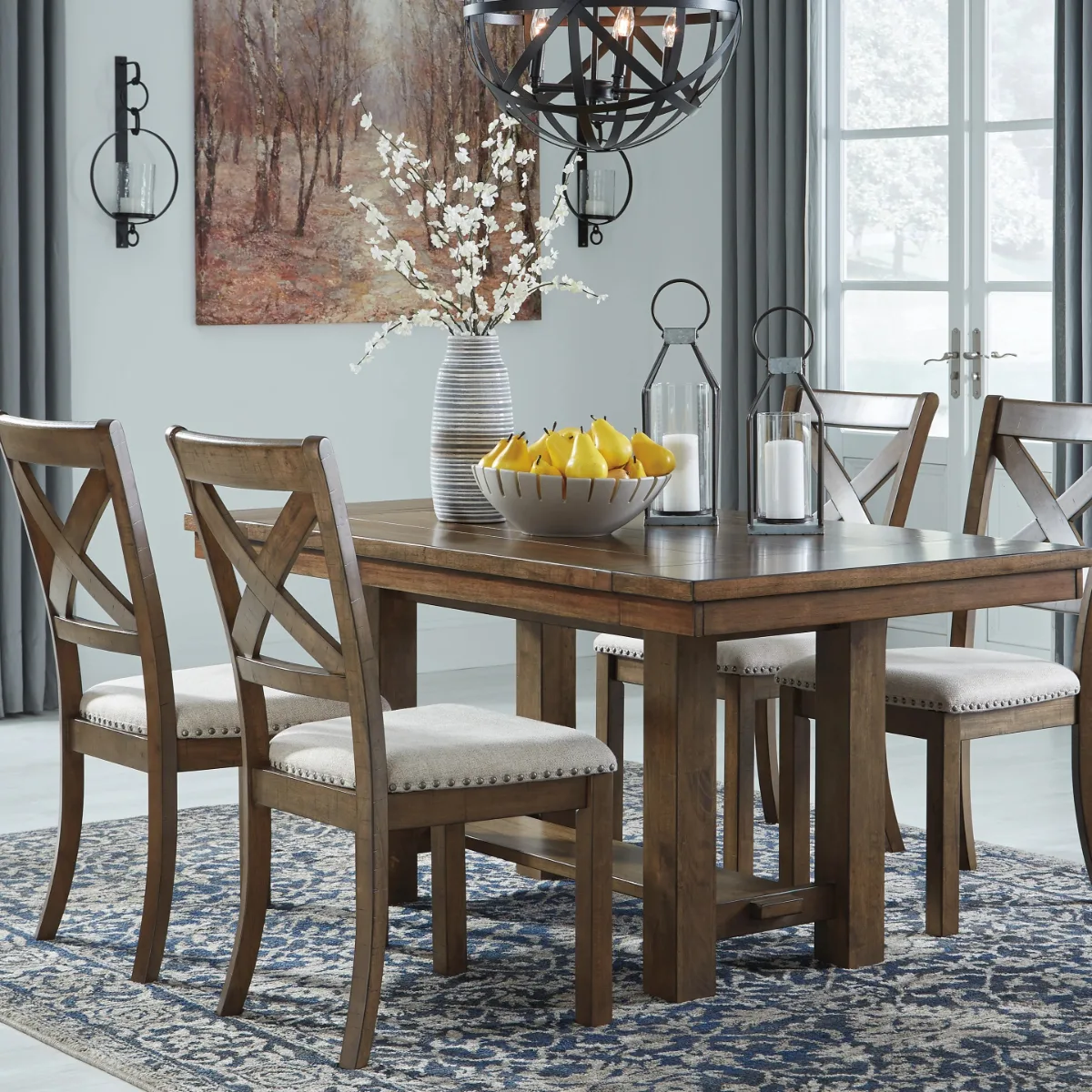 Rustic Cross Back Dining Seating Set of 2