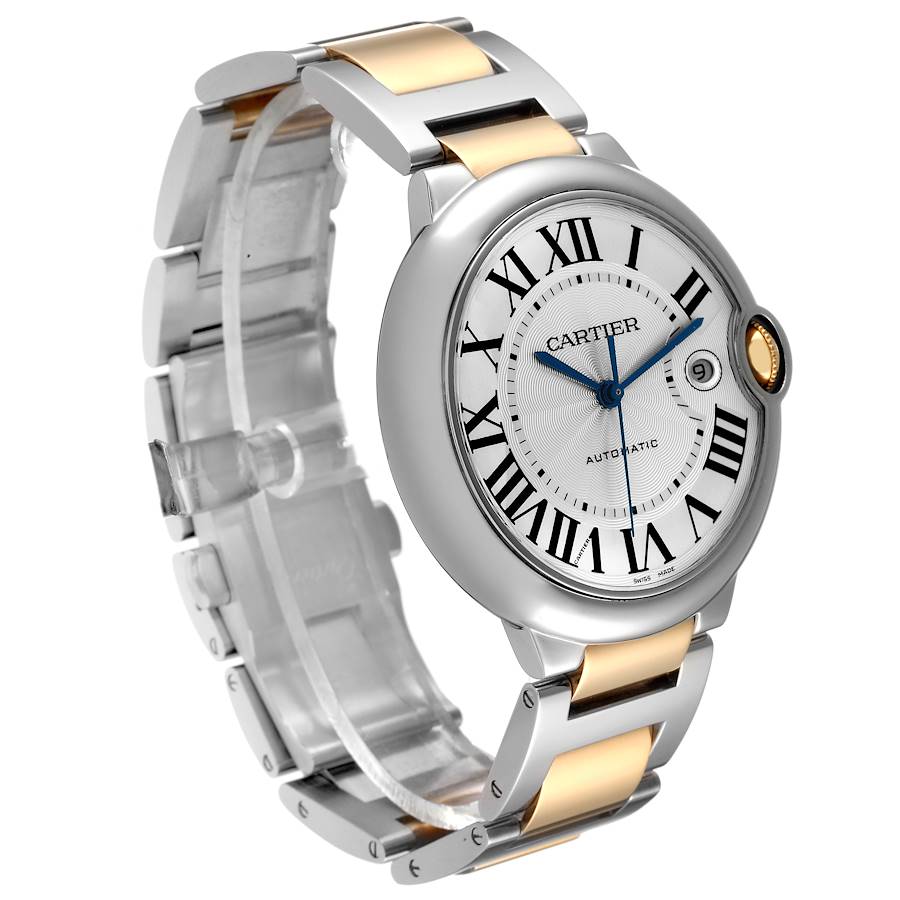 Cartier Ballon Bleu Silver Dial Steel Yellow Gold Mens Watch W69009Z3