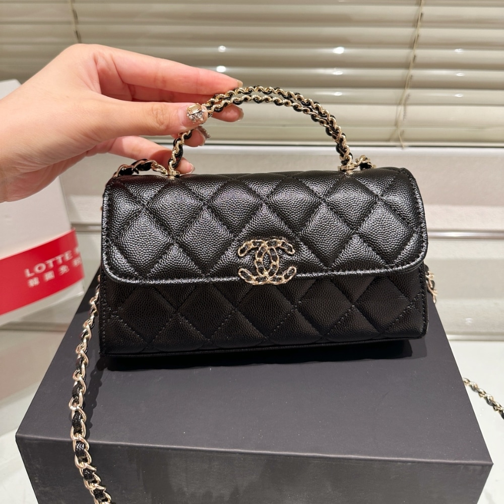 Chanel 23P Clutch With Chain Bag With Top Handle Black 18Cm Ар3238 B10307 94305