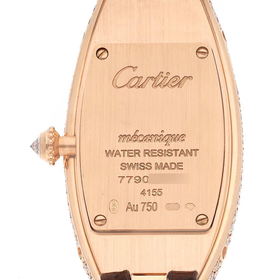 Cartier Baignoire Allongee Rose Gold Diamond Ladies Watch WJBA0006