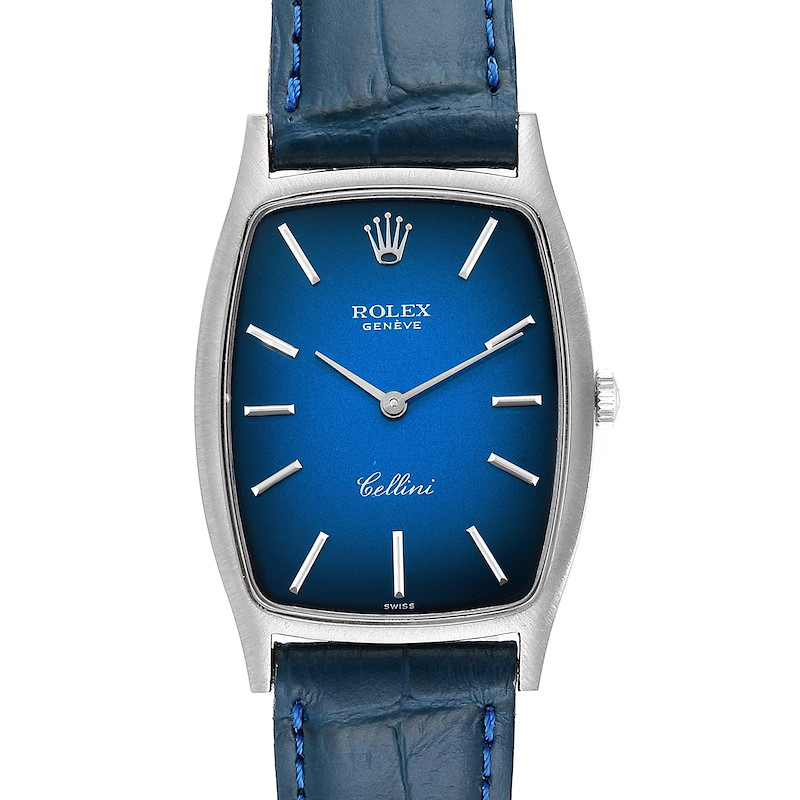 Rolex Cellini White Gold Blue Vignette Dial Vintage Ladies Watch 3807