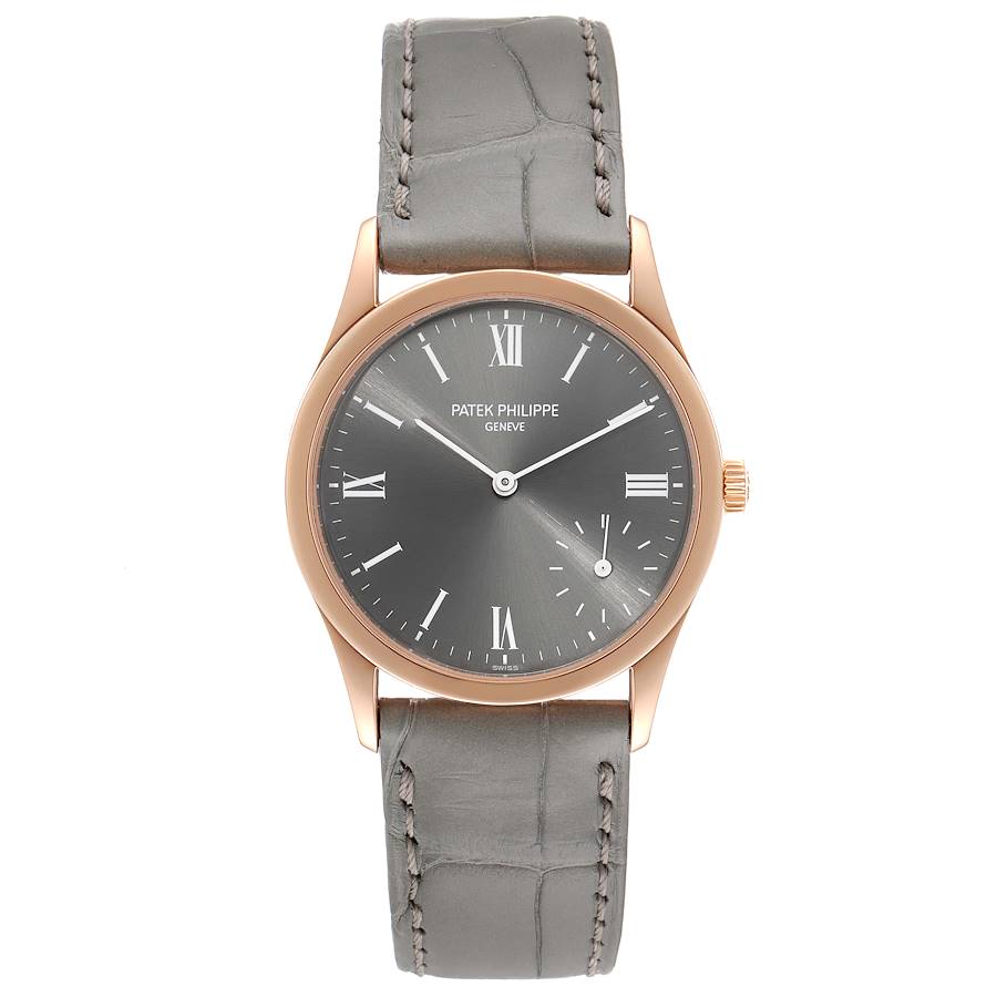 Patek Philippe Calatrava Rose Gold Grey Dial Automatic Mens Watch 5026R