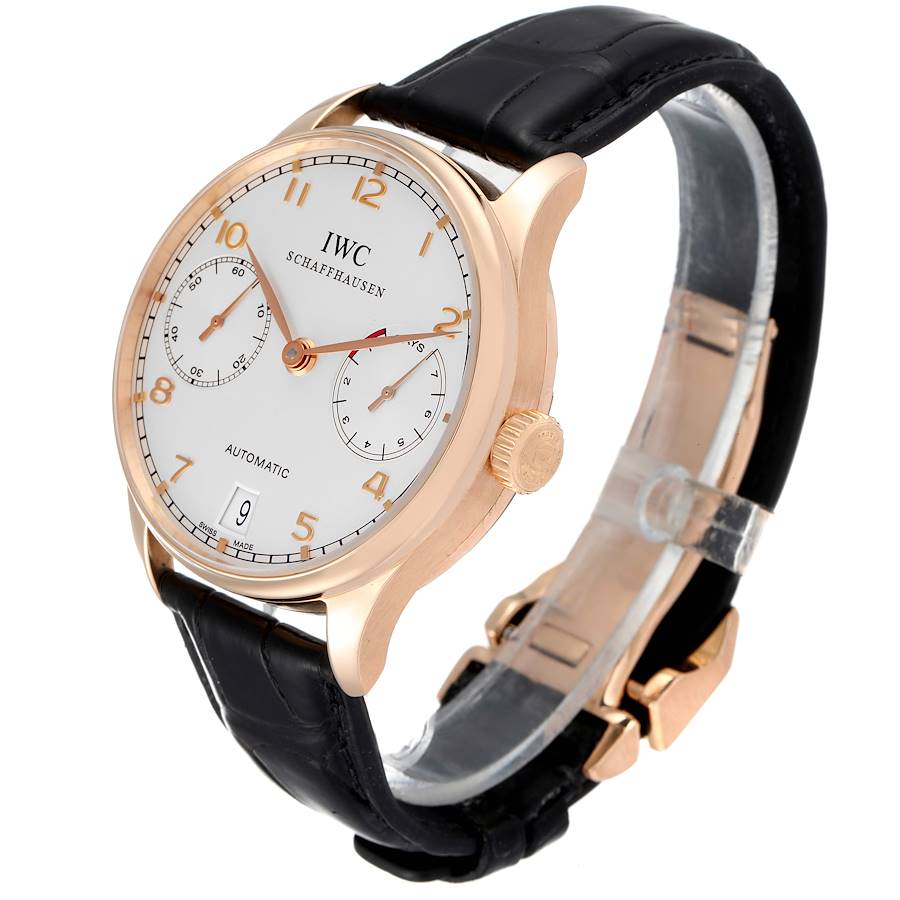 IWC Portuguese Chrono 7 Day 18k Rose Gold Mens Watch IW500004
