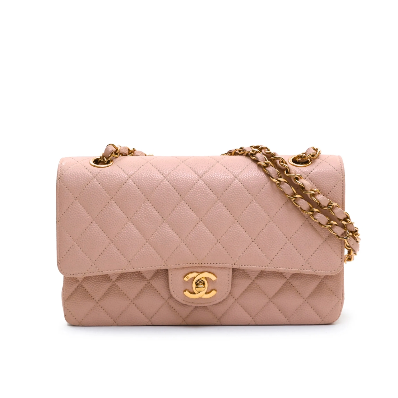 Chanel Classic Medium Flap Bag With Gold Hardware Pink 25Cm