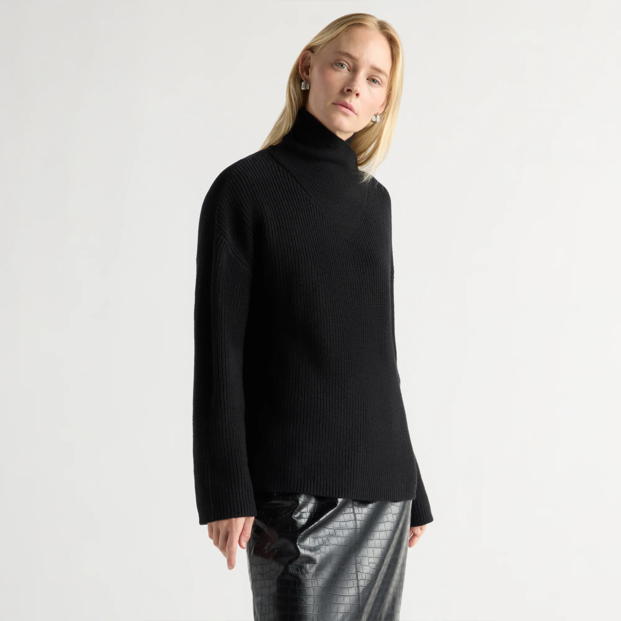 Daria Wrap-Neck Organic Cotton-Wool Sweater