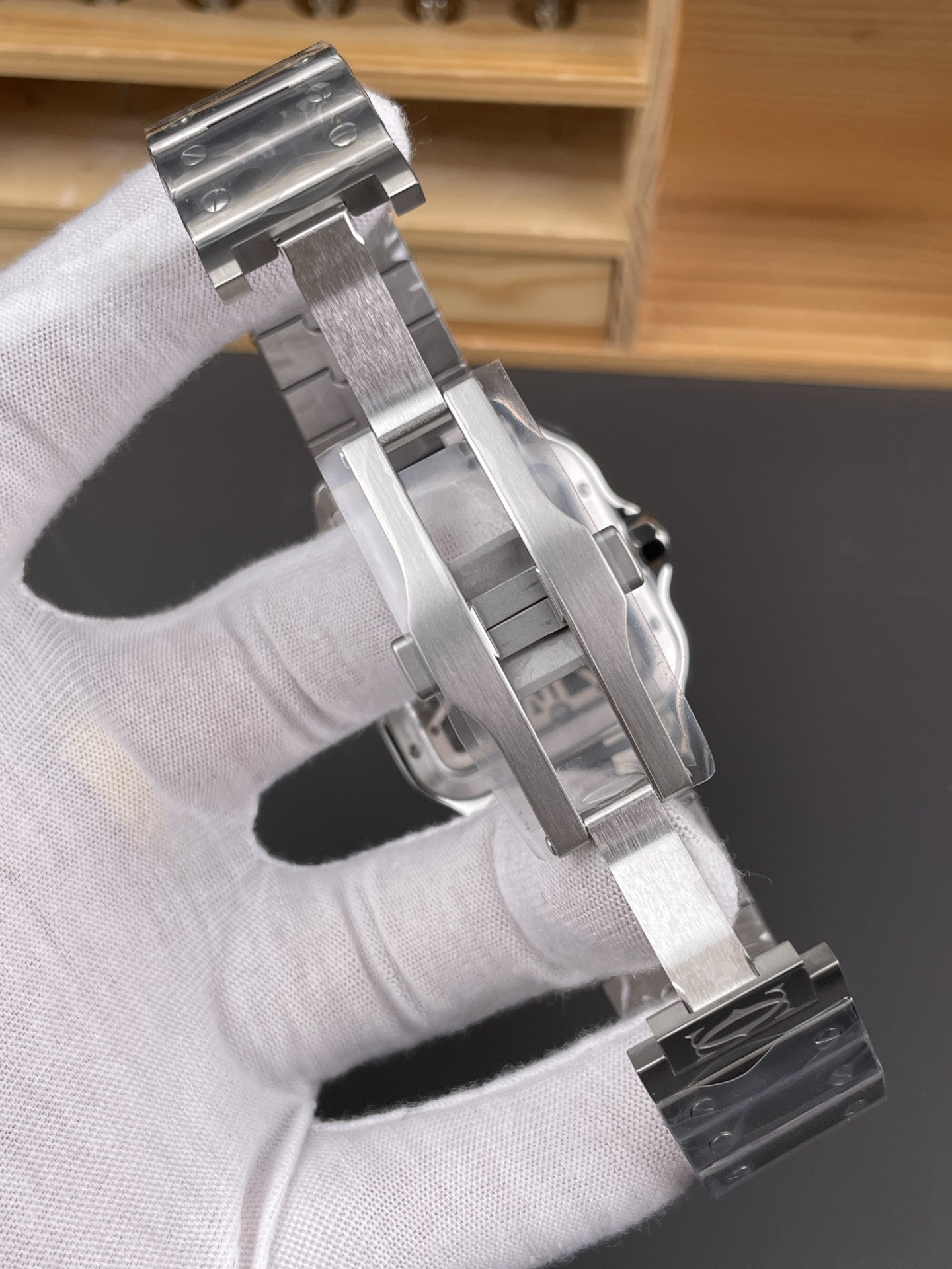 Santos Skeleton Series Steel Watch with Blue Hands V2 Version