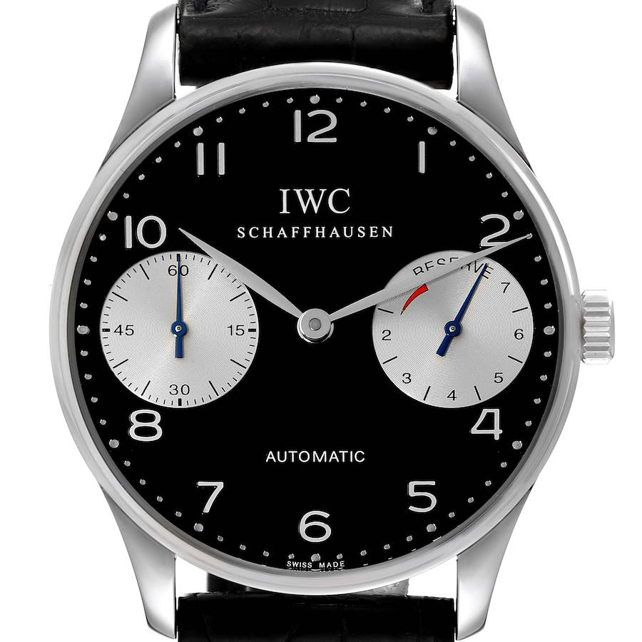 IWC Portuguese 7 Day Black Dial Limited Edition Steel Mens Watch IW500001