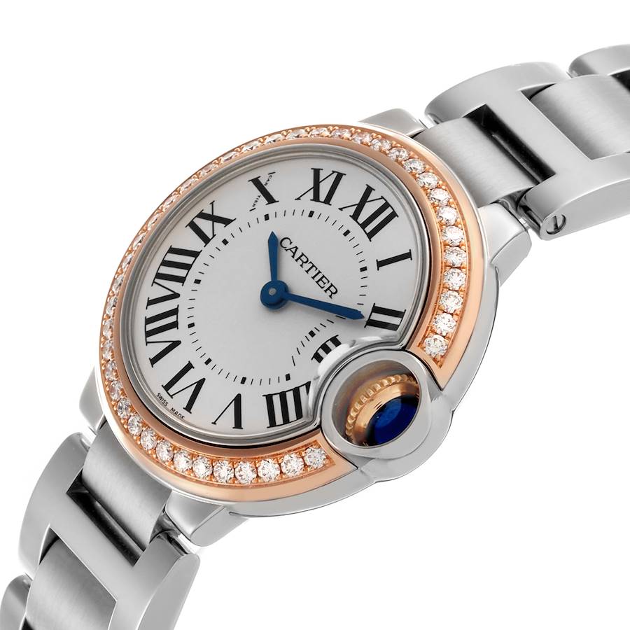 Cartier Ballon Bleu Steel Rose Gold Diamond Ladies Watch WE902079