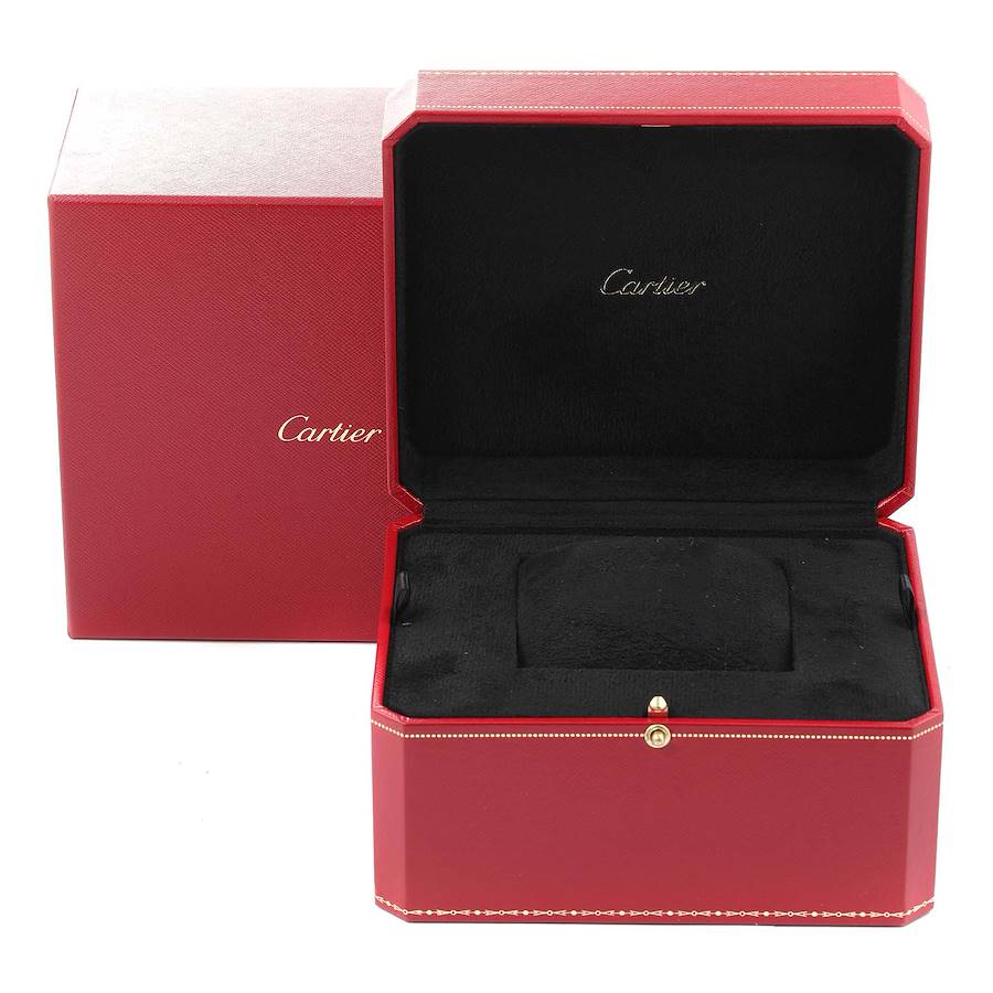 Cartier Santos Dumont Rose Gold Silver Dial Black Strap Mens Watch W2020067