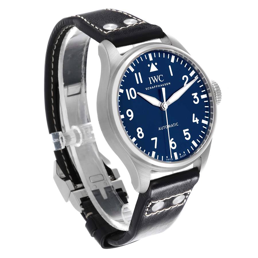 IWC Big Pilots 43mm Steel Blue Dial Brown Strap Mens Watch IW329303