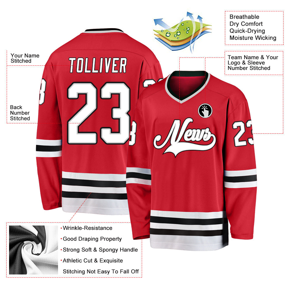 Custom Red White-Gray So Cool Hockey Jersey