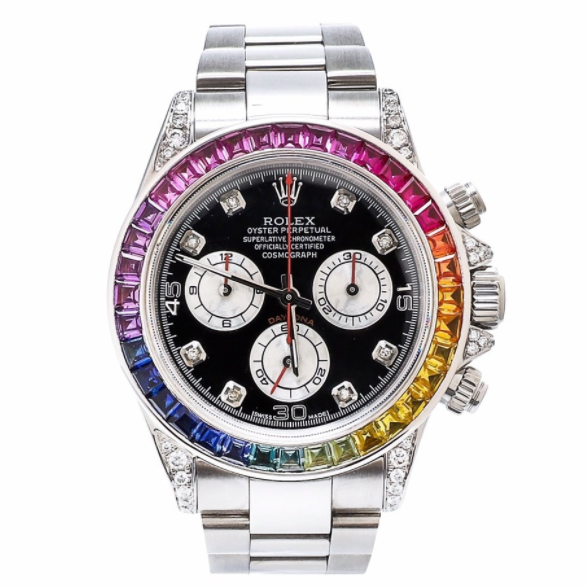 Rolex Daytona Rainbow Diamond Silver Stainless Steel 40mm