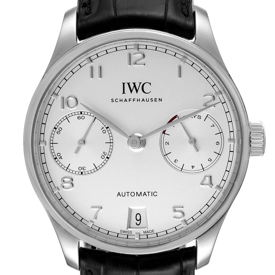 IWC Portuguese 7 Day Steel Silver Dial Mens Watch IW500712