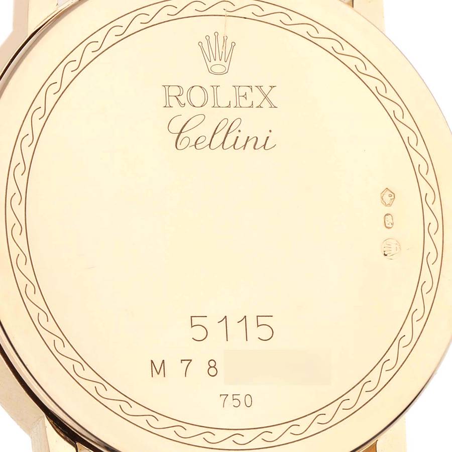 Rolex Cellini Classic Yellow Gold MOP Arabic Dial Mens Watch 5115