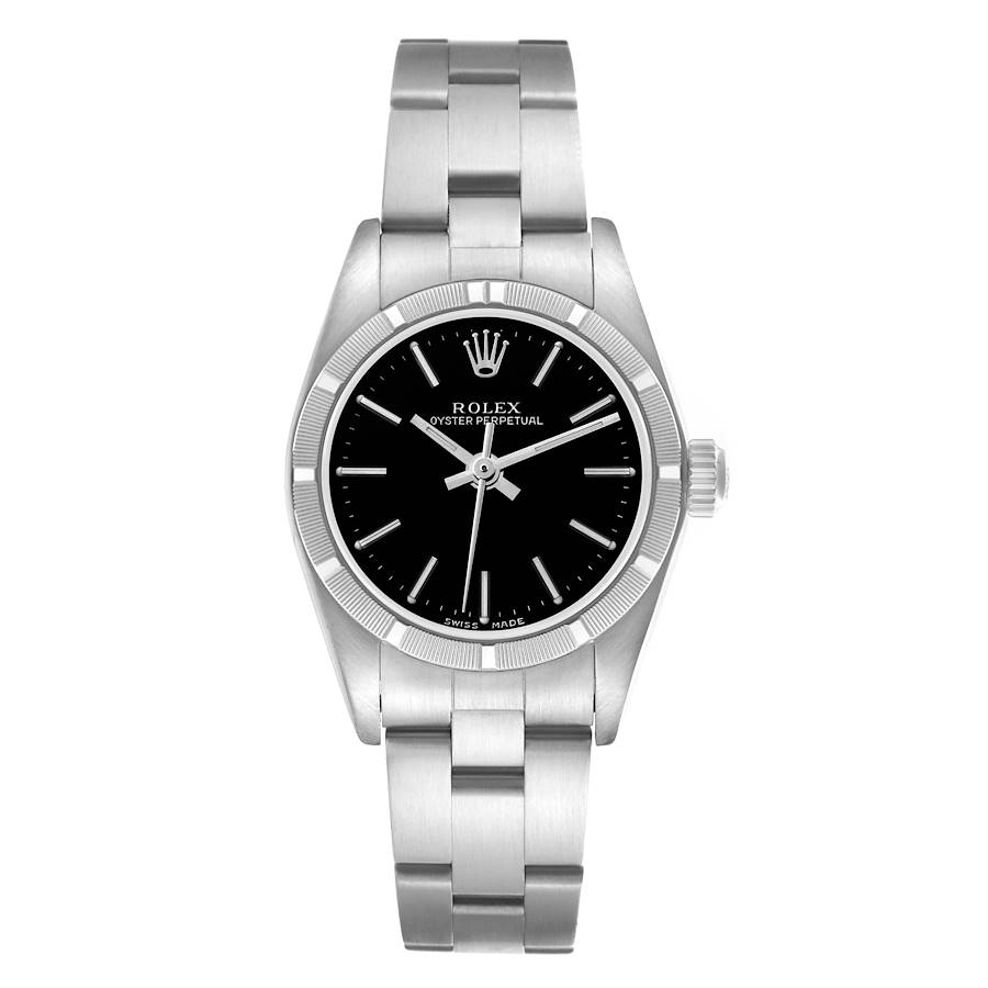 Rolex Oyster Perpetual Steel Black Dial Ladies Watch 76030