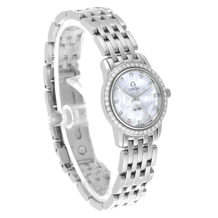 Omega DeVille Prestige Mother Of Pearl Diamond Steel Ladies Watch 4575.76