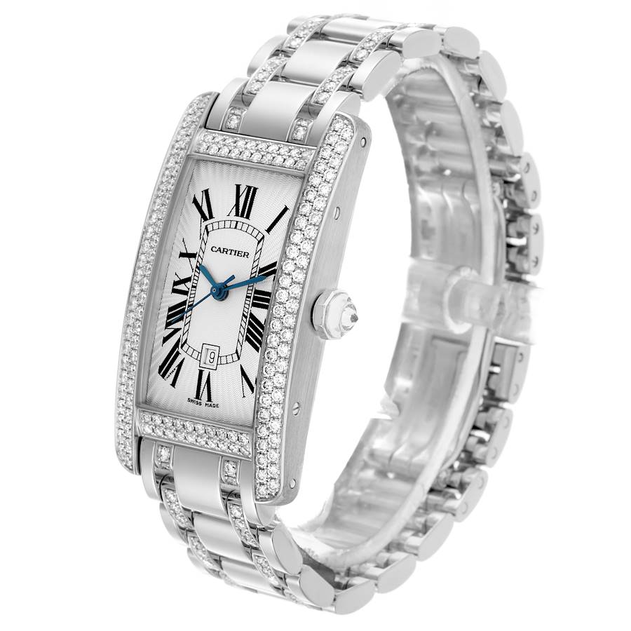 Cartier Tank Americaine White Gold Diamond Mens Watch WB7045MP