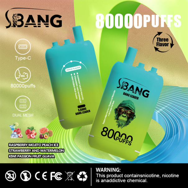 Bang Leader 80K Puffs 3-in-1 Prefilled Vape Device - 3 Flavours, Rechargeable, 850mAh
