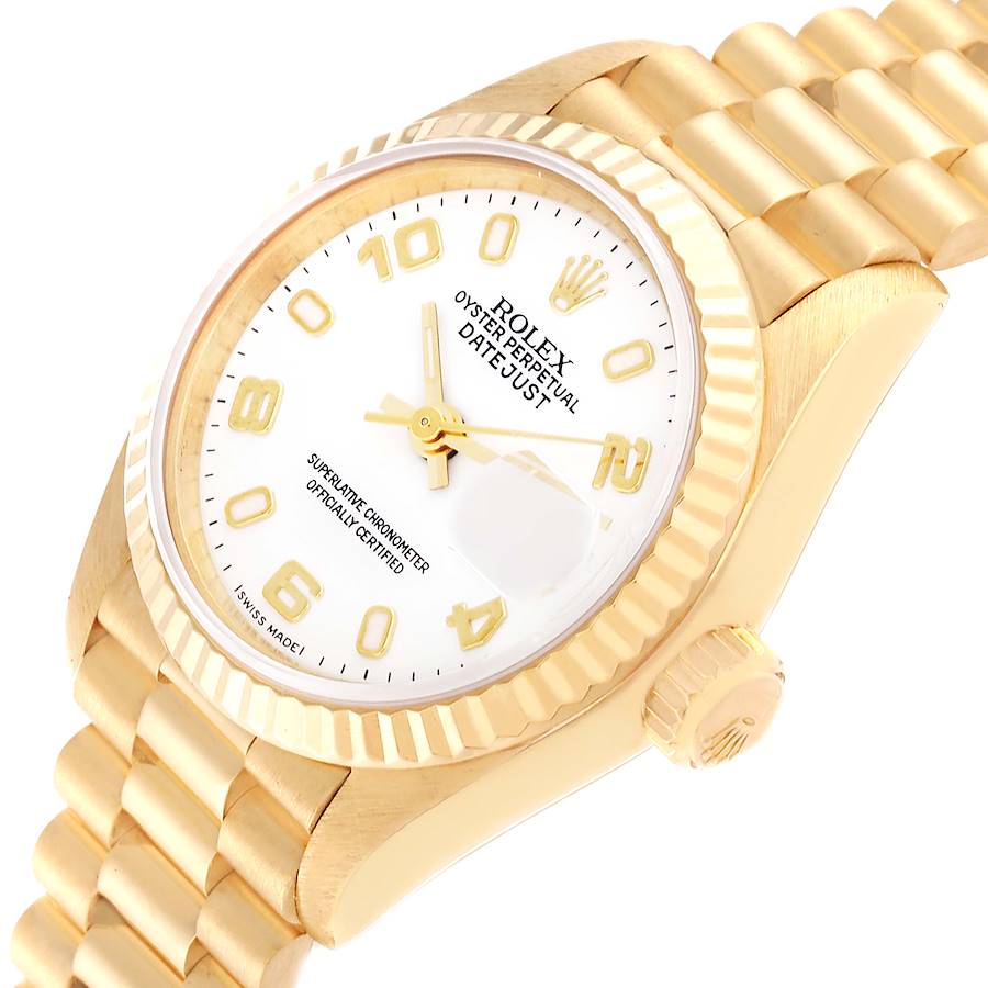 Rolex President Datejust 26 Yellow Gold White Dial Ladies Watch 69178