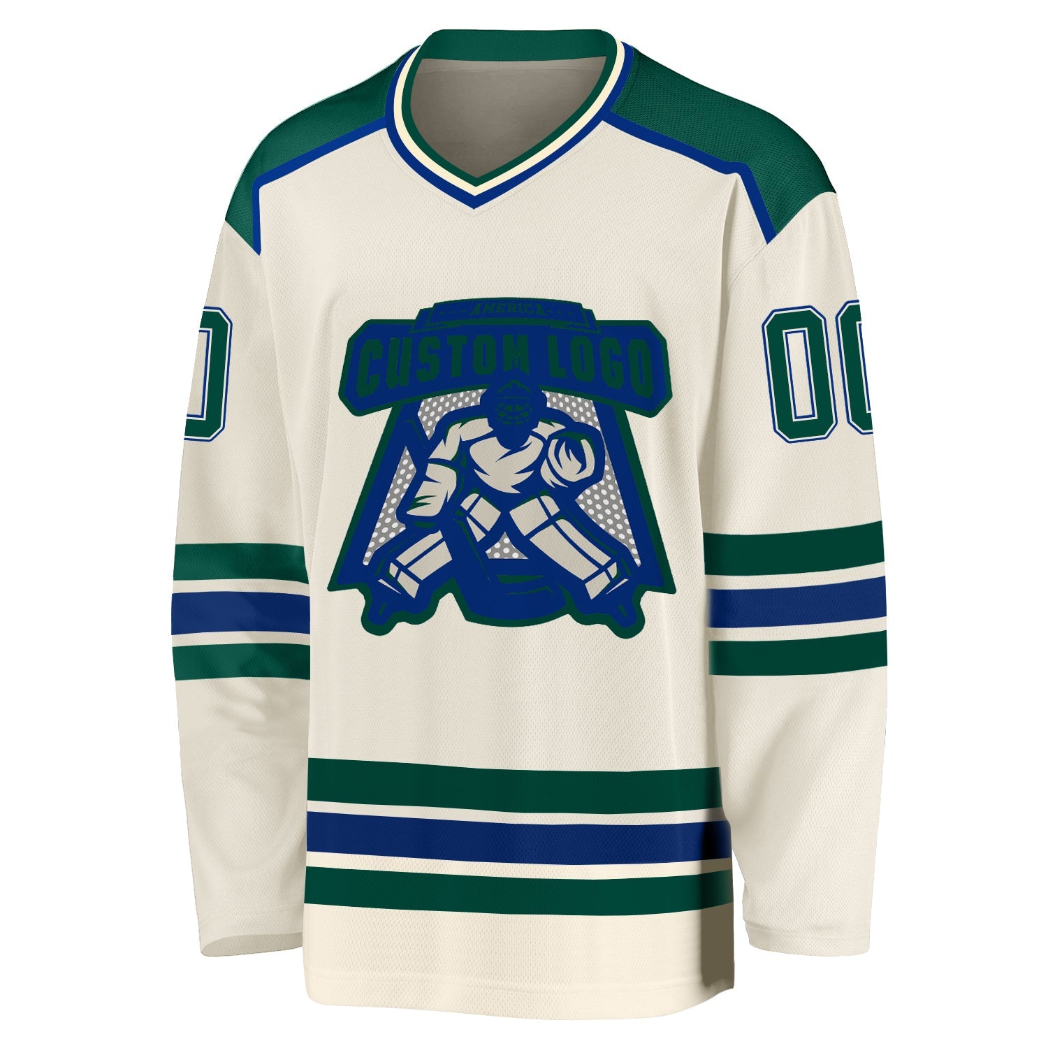 Custom Cream Green-Royal So Cool Hockey Jersey