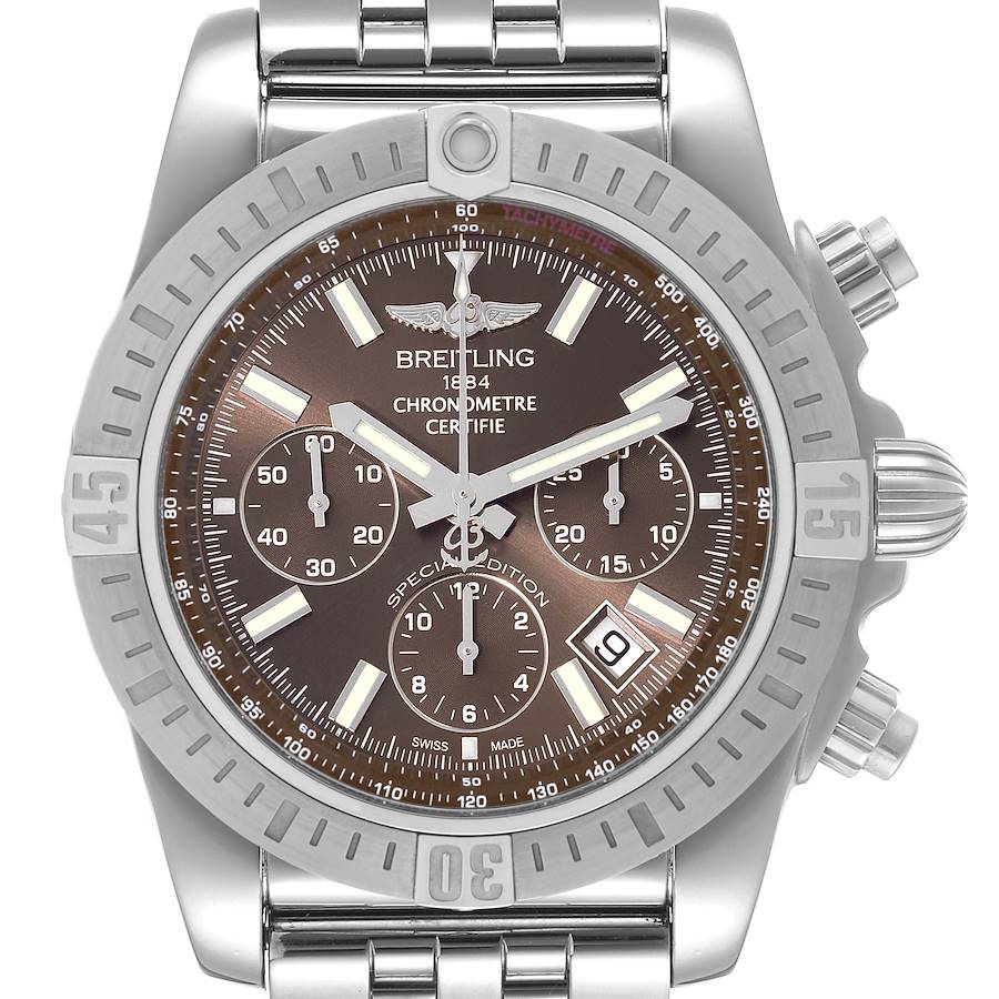 Breitling Chronomat 44 Airbourne Brown Dial Steel Mens Watch AB0115