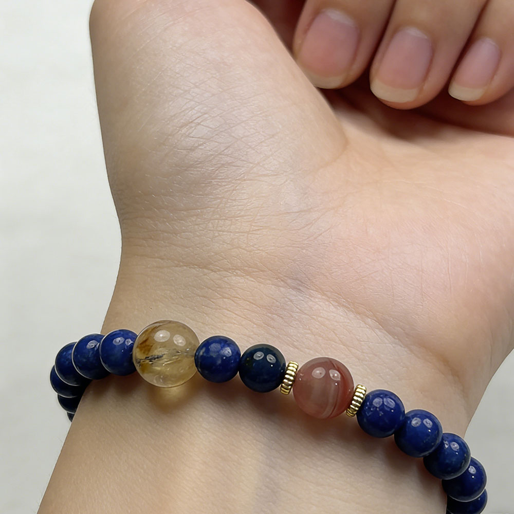 Natural Lapis Lazuli 4mm Beaded Bracelet, Wisdom & Study Healing Crystal, Calm Balance Spiritual Jewelry
