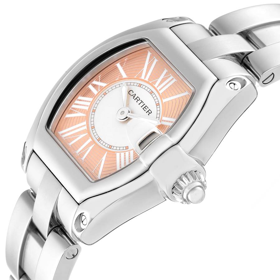 Cartier Roadster Coral Dial Limited Edition Steel Ladies Watch W62054V3