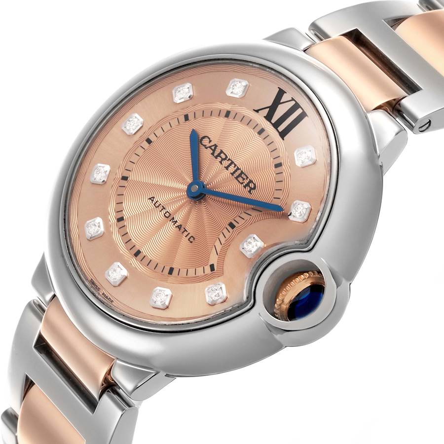 Cartier Ballon Bleu 36 Steel Rose Gold Diamond Ladies Watch WE902054