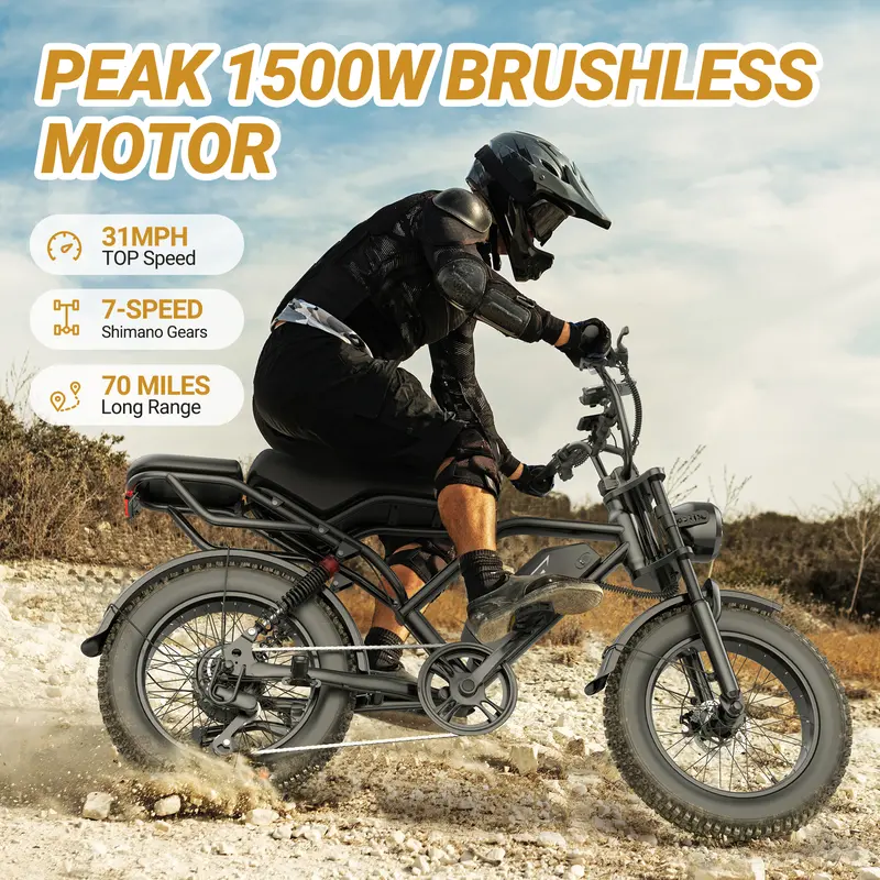 Electric Off-Road Bike | 1500W Motor, 31 MPH, 70-Mile Range