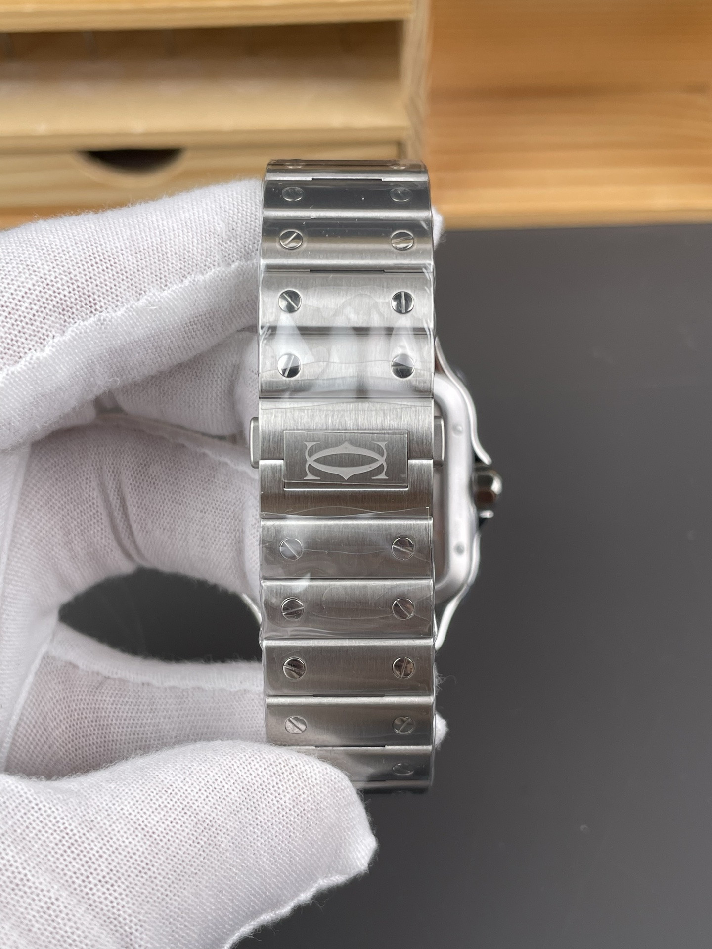 Santos Skeleton Series Steel Watch with Blue Hands V2 Version