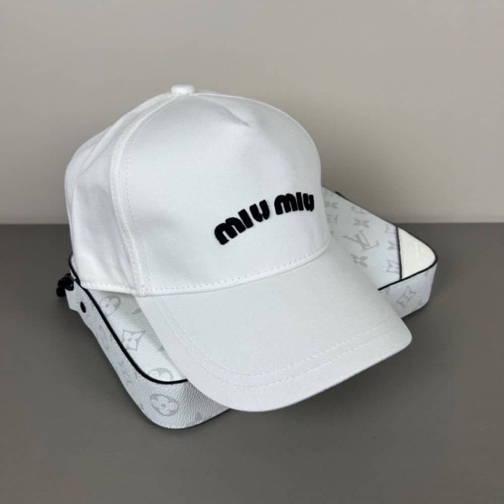 Miumiu Drill Baseball Cap White 5hc179 2dxi F0964