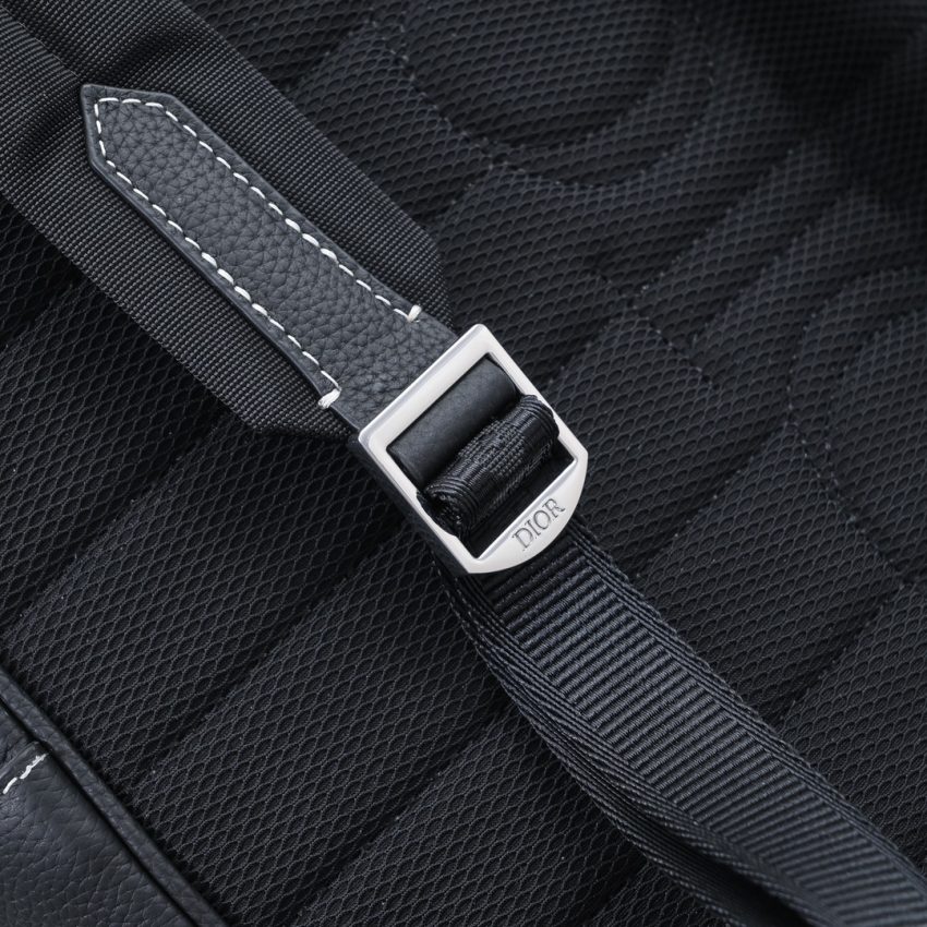 Replica Dior Saddle Zip Backpack Black Grained Calfskin