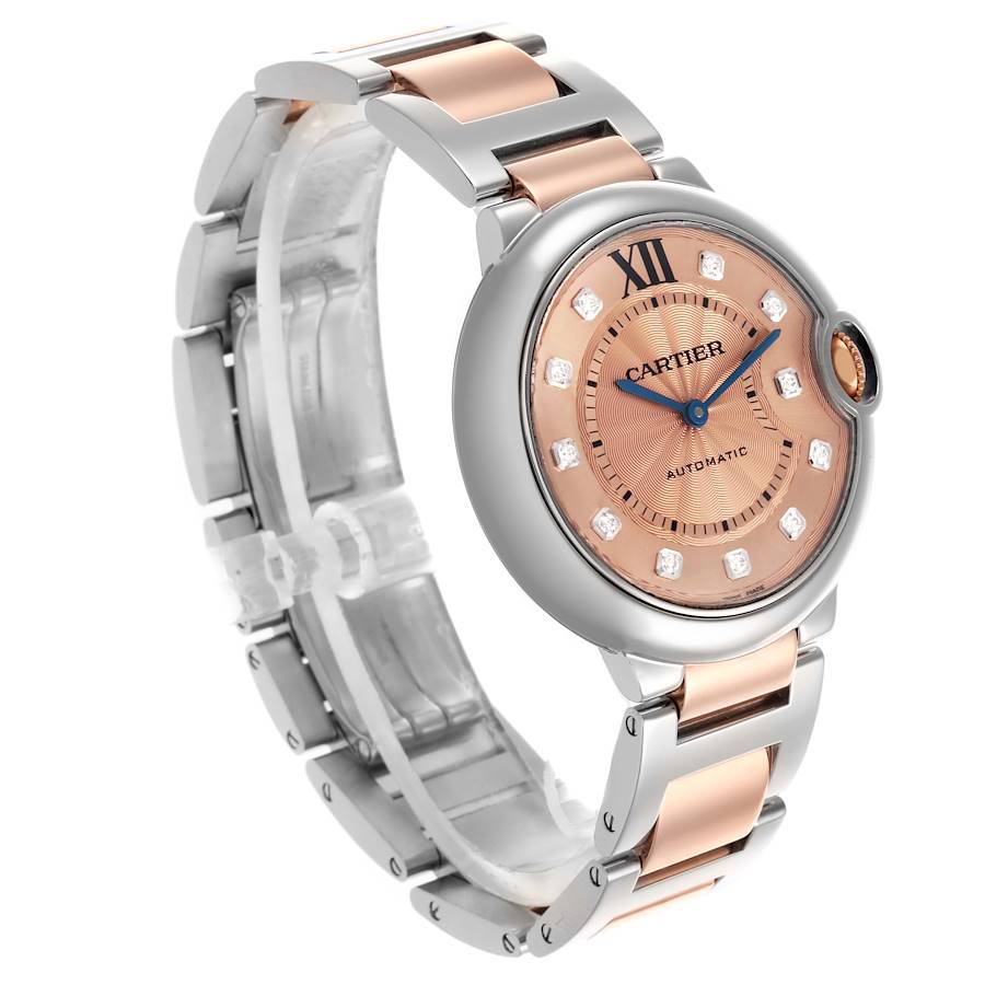 Cartier Ballon Bleu 36 Steel Rose Gold Diamond Ladies Watch WE902054