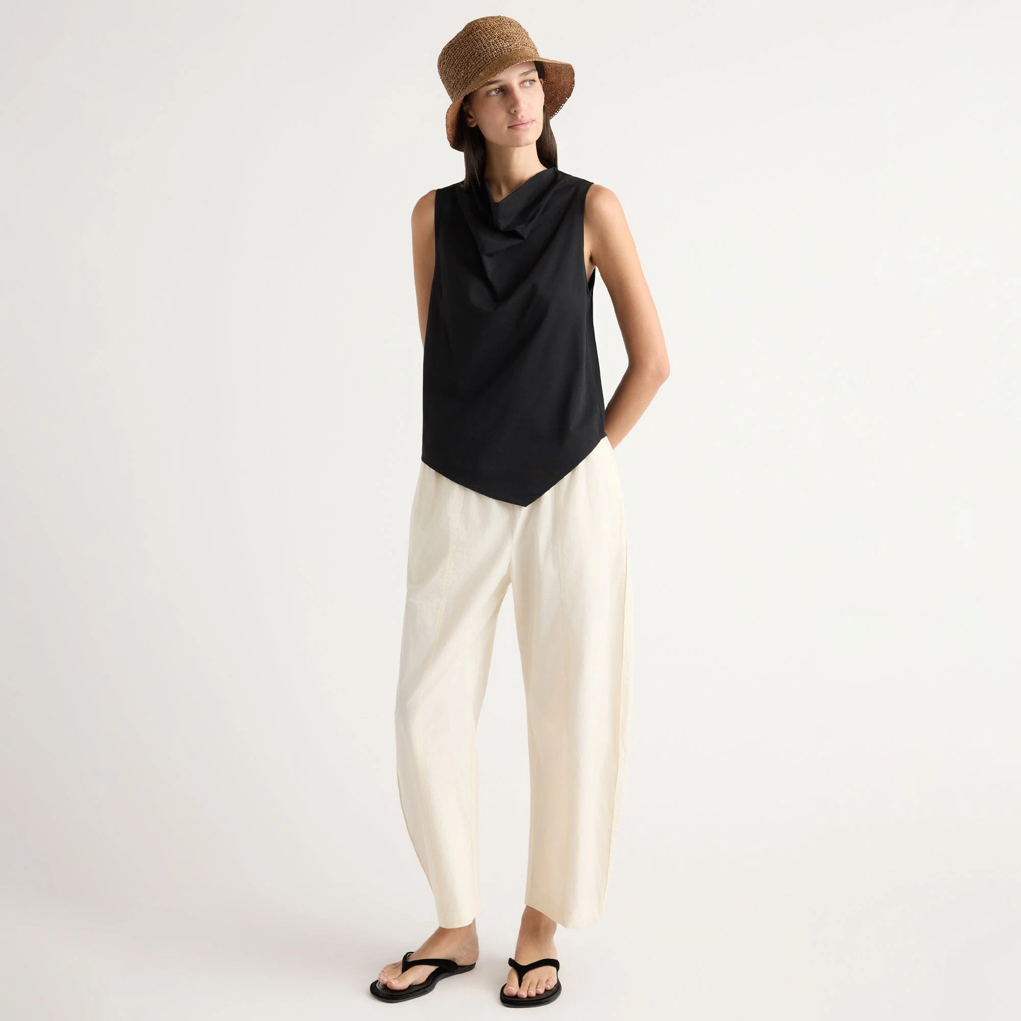 Priya Stretch-Waist Barrel-Leg Pant