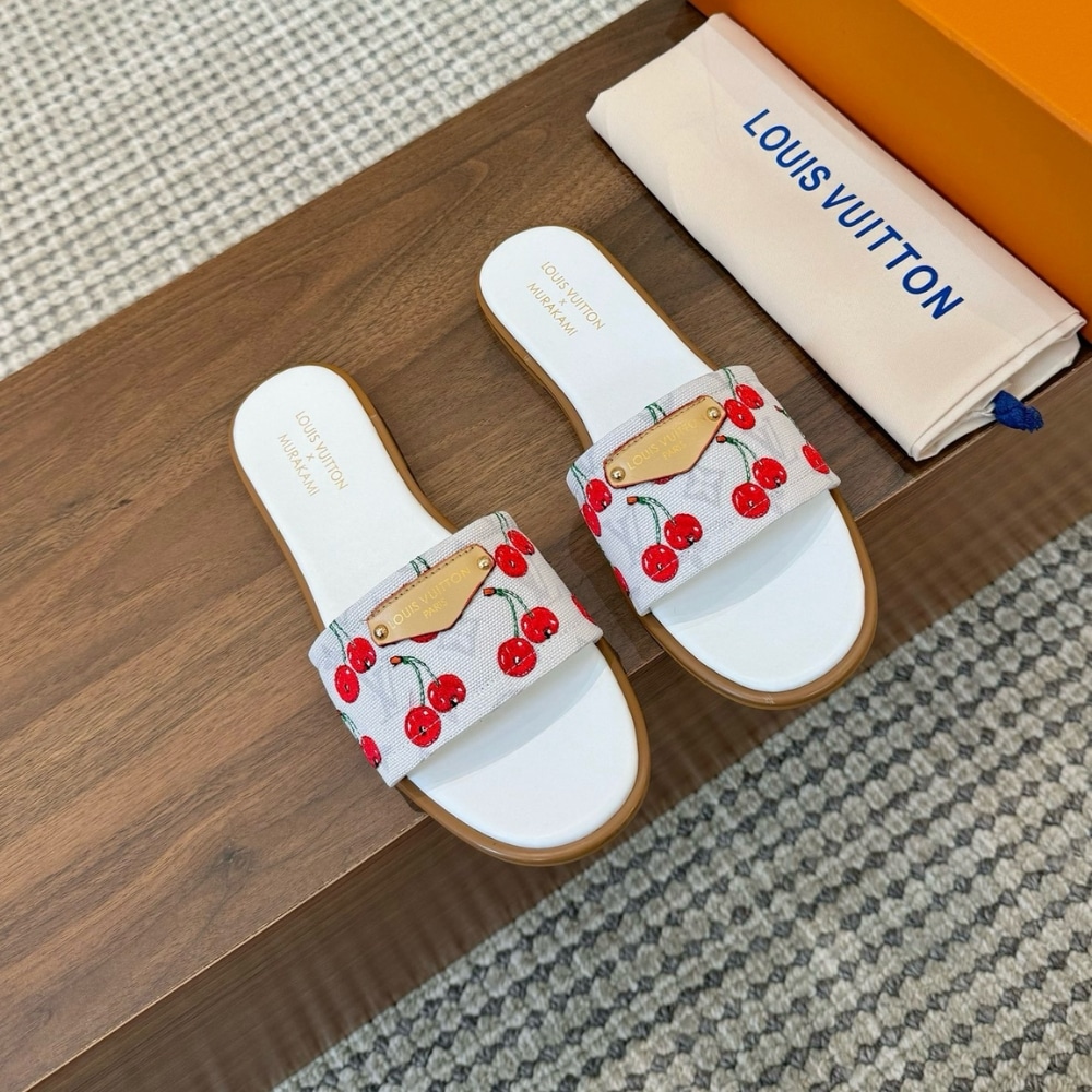 Louis Vuitton X Takashi Murakami Lily Flat Mule White 1Ahm43