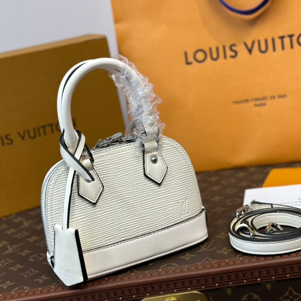 Louis Vuitton Nano Alma Bag White Quartz 18Cm M82411