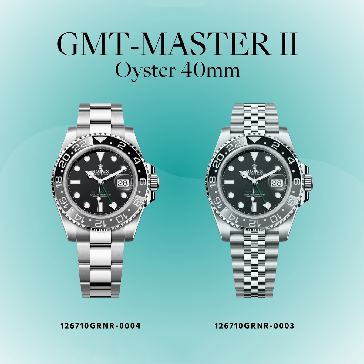 Rolex GMT-Master II 40mm Stainless Steel Black Dial with Grey-Black Bezel Oyster/Jubilee Bracelet (Ref. 126710GRNR-0003/0004) 2024 Latest Release "Bruce Wayne"