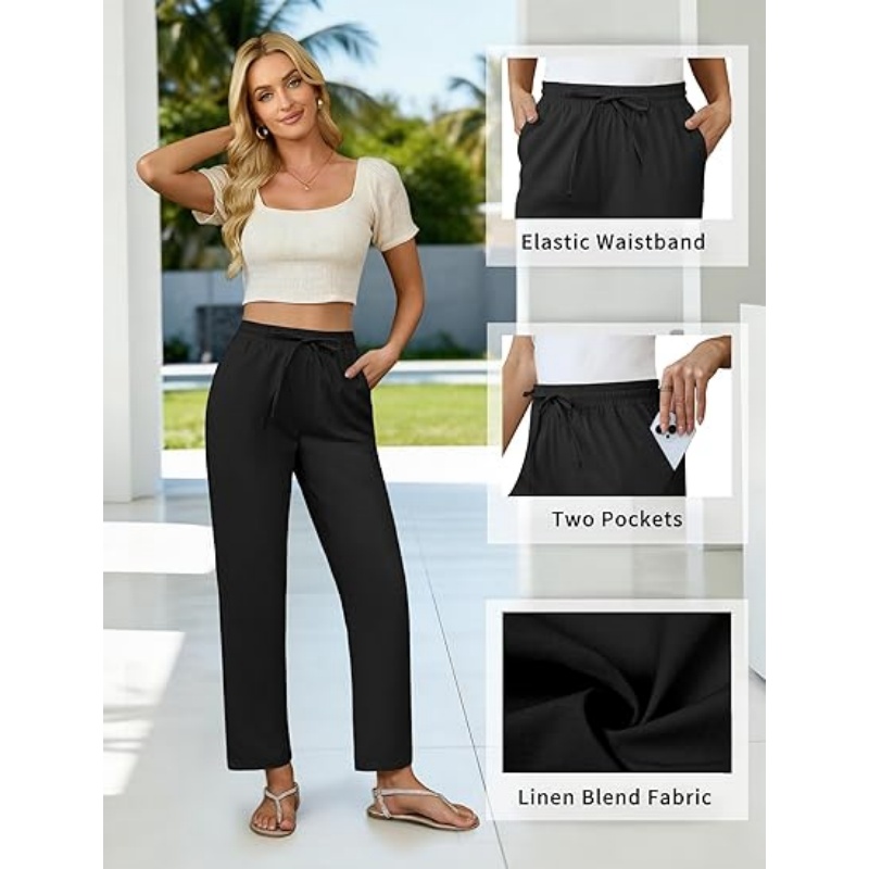 Womens Cropped Linen Pants