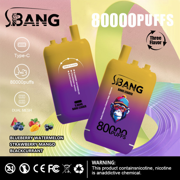 Bang Leader 80K Puffs 3-in-1 Prefilled Vape Device - 3 Flavours, Rechargeable, 850mAh