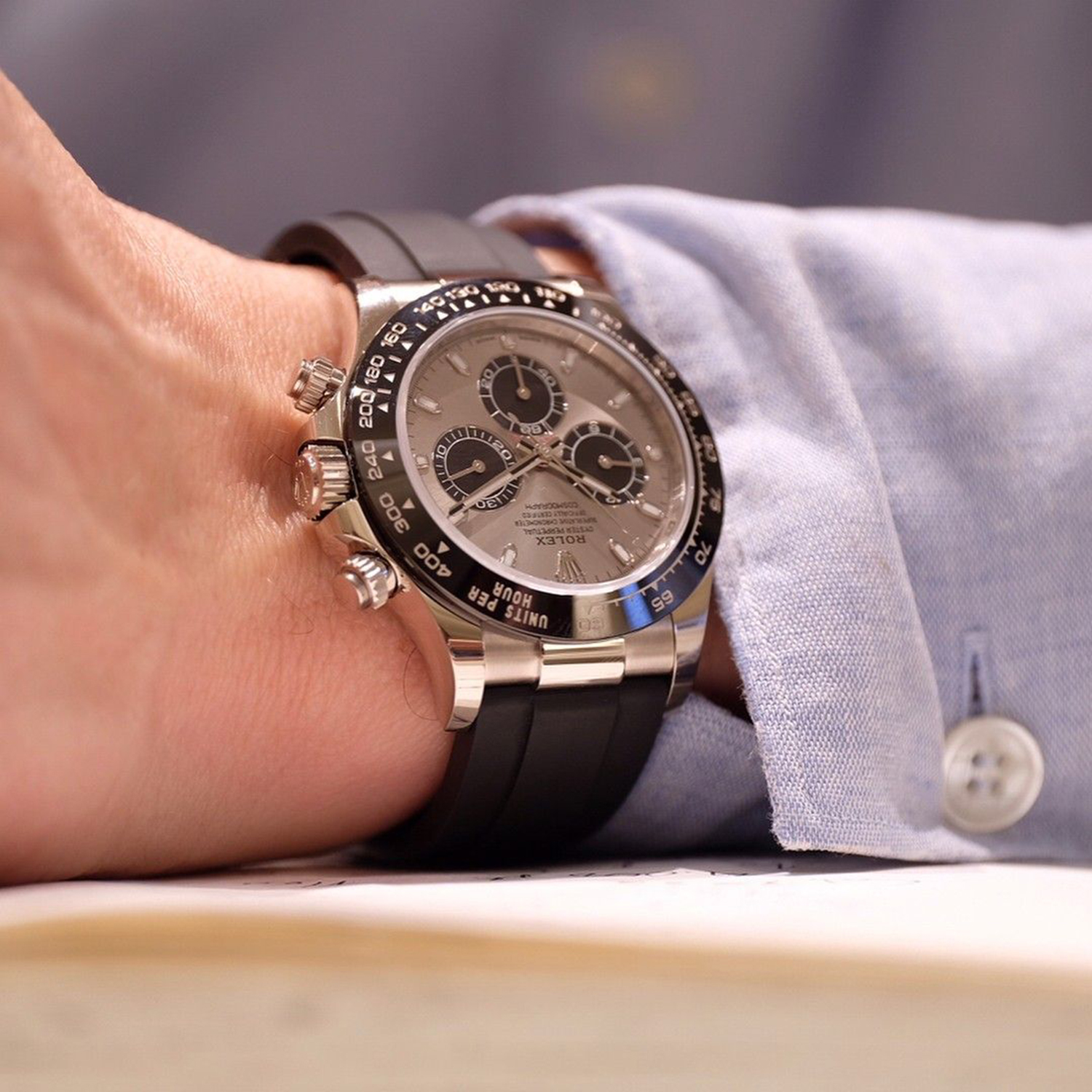 ??Limited Time Offer -Rolex Daytona White Gold Steel Grey Dial Oysterflex Strap 116519ln-0027