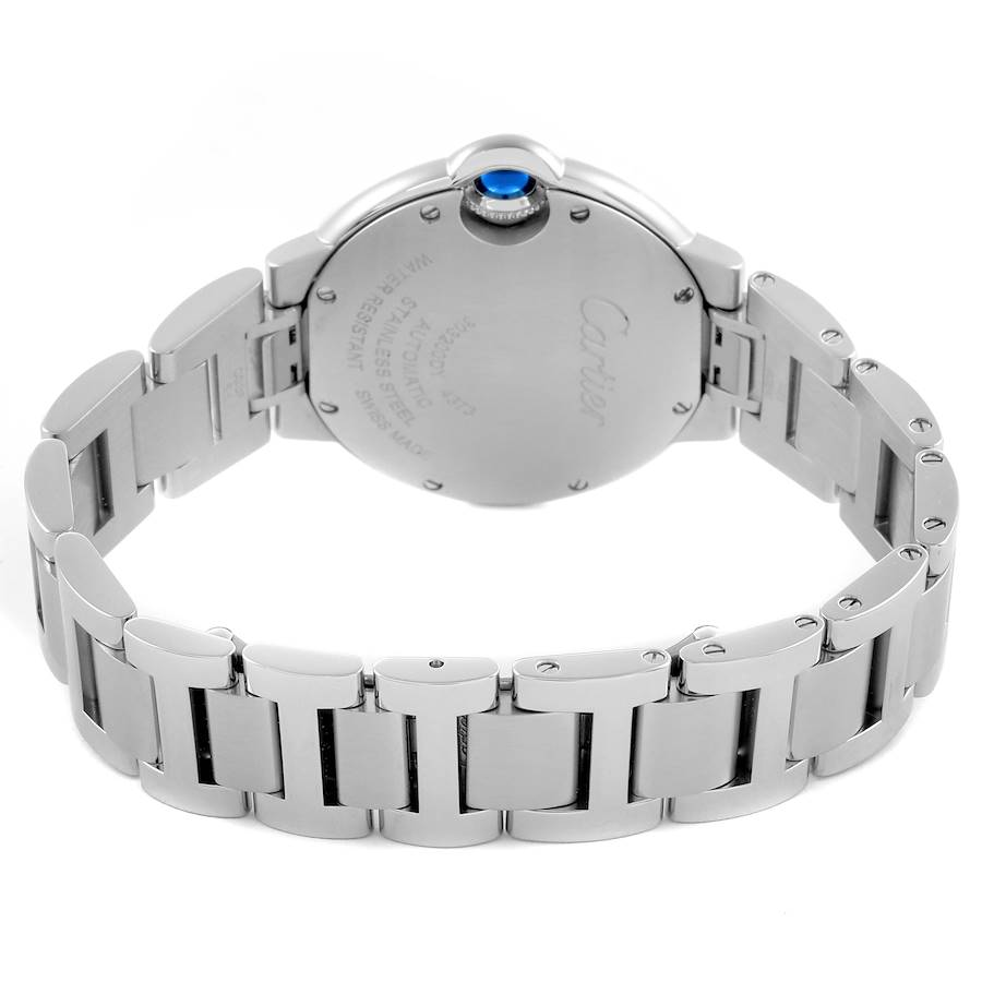Cartier Ballon Bleu 36mm Steel Diamond Bezel Ladies Watch W4BB0023