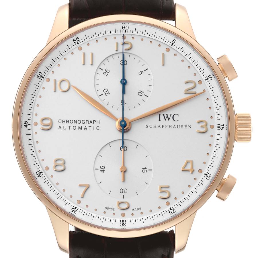 IWC Portuguese Chronograph Rose Gold Silver Dial Mens Watch IW371402