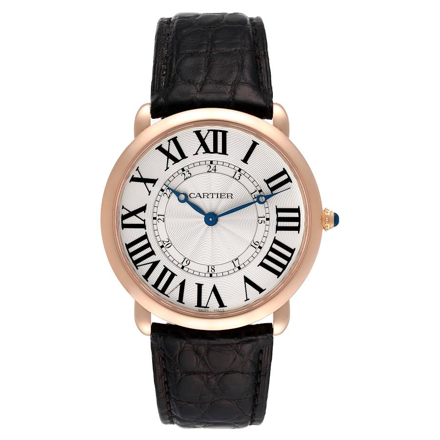 Cartier Ronde Louis Rose Gold Silver Dial Mens Watch W6801004
